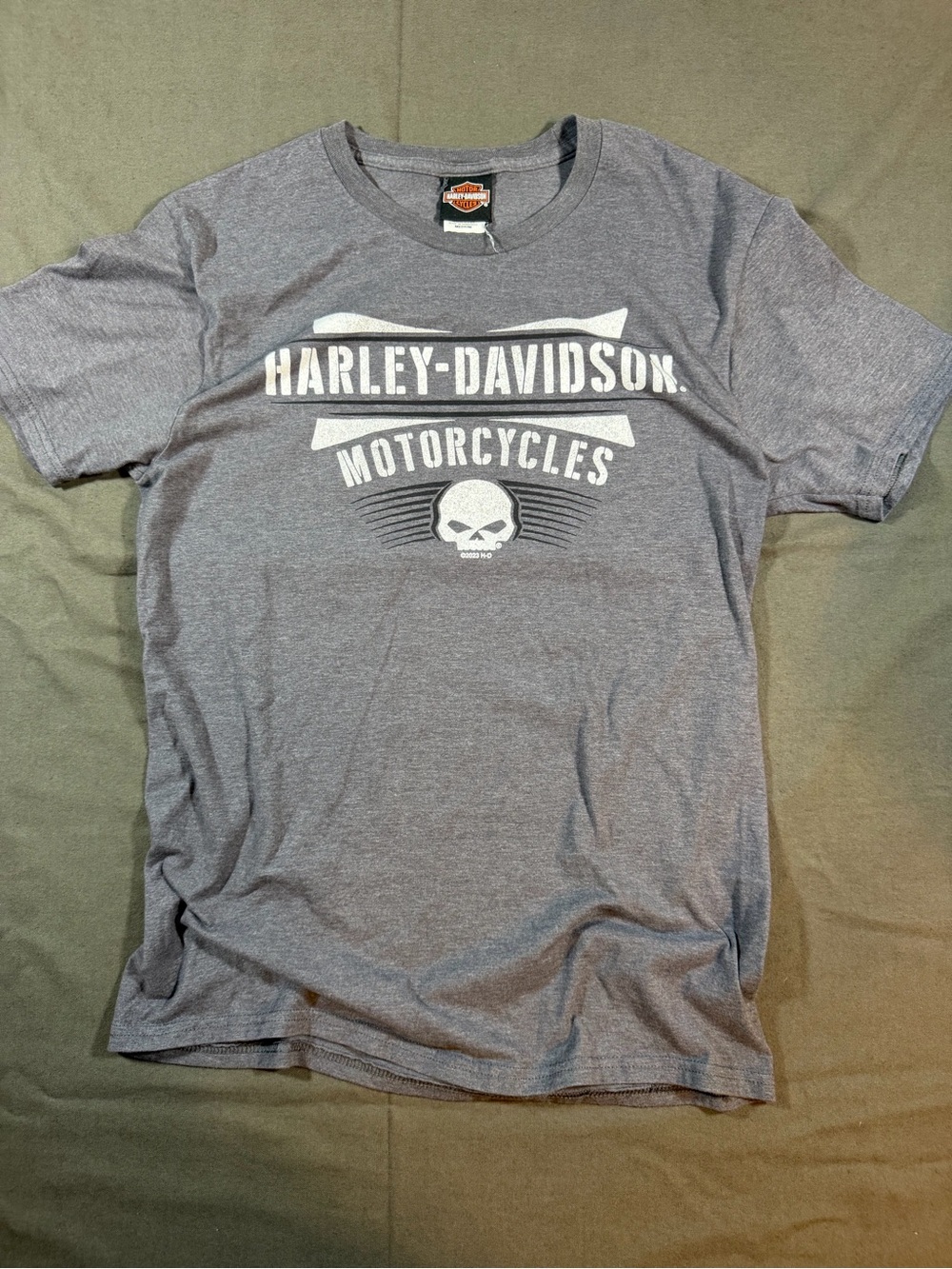 Harley-Davidson Men's Gray Skull Logo Graphic T-Shirt size Medium